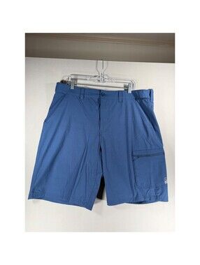 Huk Mens Performance Fishing Shorts Blue Cargo Pockets Size XL Stretch Outdoor